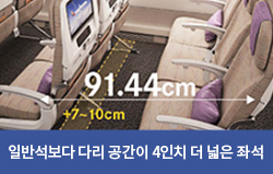 일반석보다 다리 공간이 4인치 더 넓은 좌석