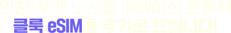 인천/푸껫 노선을 예매하신 분들께 클룩 eSIM을 추가로 드립니다!