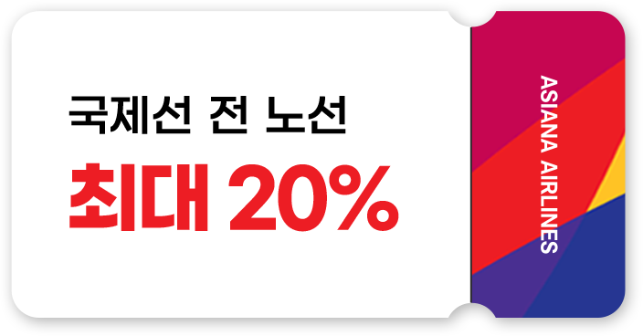 쿠폰 이미지_국제선 전 노선 최대 20%
