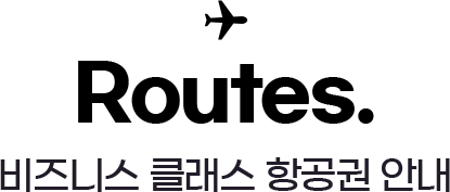 Routes. 비즈니스 클래스 항공권 안내