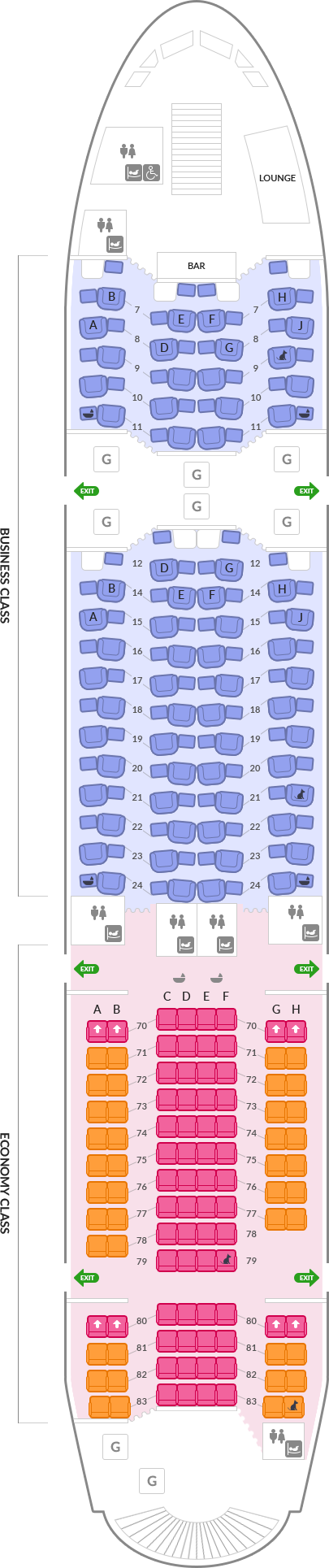 A380-800 2층 정보 아래내용 참조