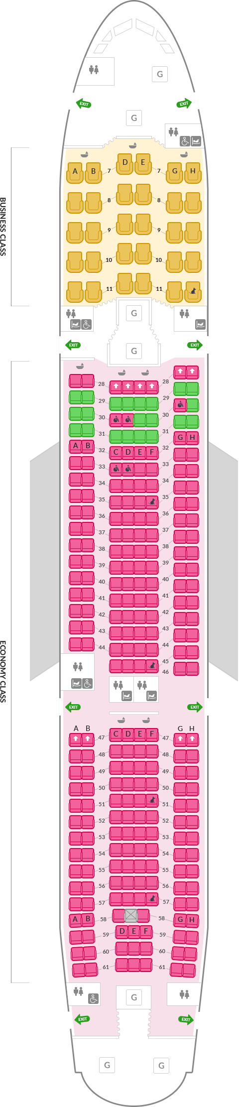 A330-300 290석 정보 아래내용 참조