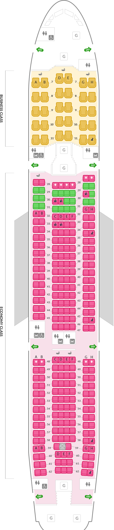 A330-300 298석 정보 아래내용 참조