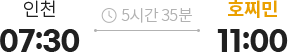 인천 07:30 출발 호찌민 11:00 도착
