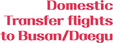 Domestic Transfer flights to Busan/Daegu
