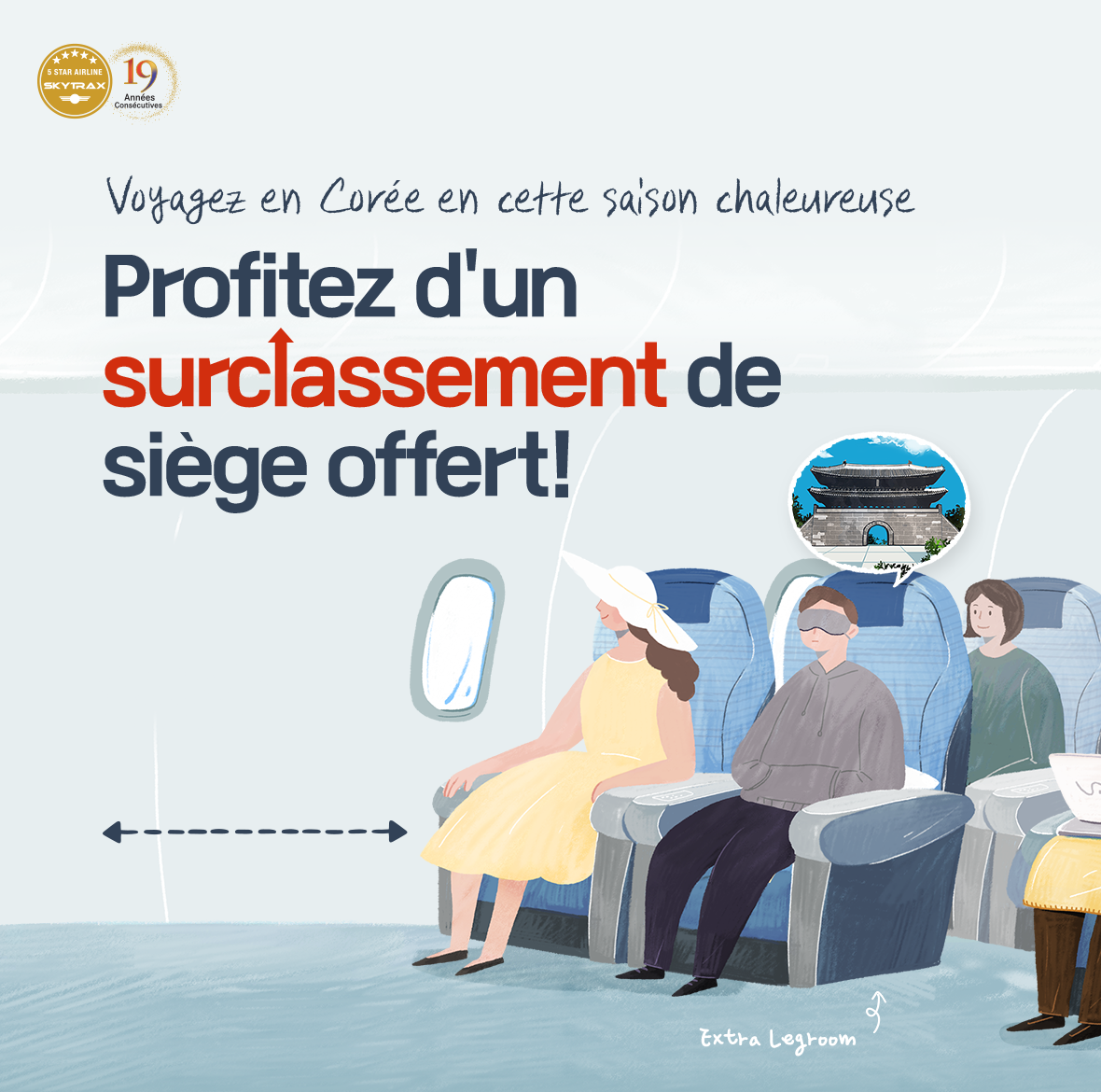 Voyagez en Coree en cette saison chaleureuse.Profitez d'un surclassement de siege offert!