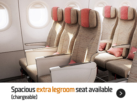 Spacious extra legroom seat available (chargeable)