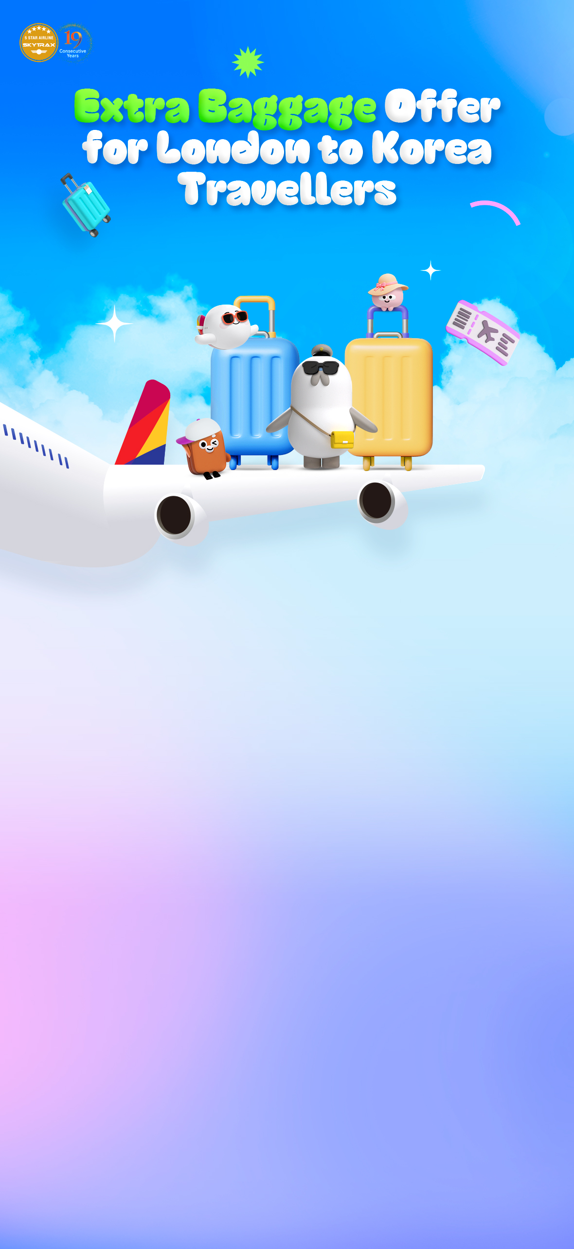 Extra Baggage Offer for London to Korea Travellers