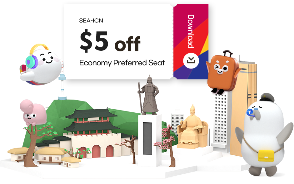 SEA-ICN $5 off Economy Preferred Seat Coupon Download
