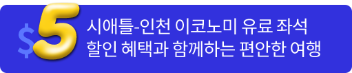시애틀-인천 이코노미 유료 좌석 $5 할인 혜택과 함께하는 편안한 여행