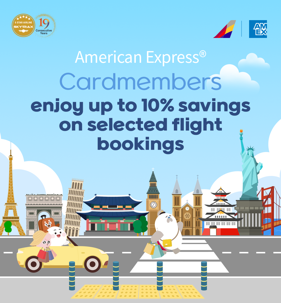 American Express® Cardmembers enjoy up to 10% savings on selected flight bookings