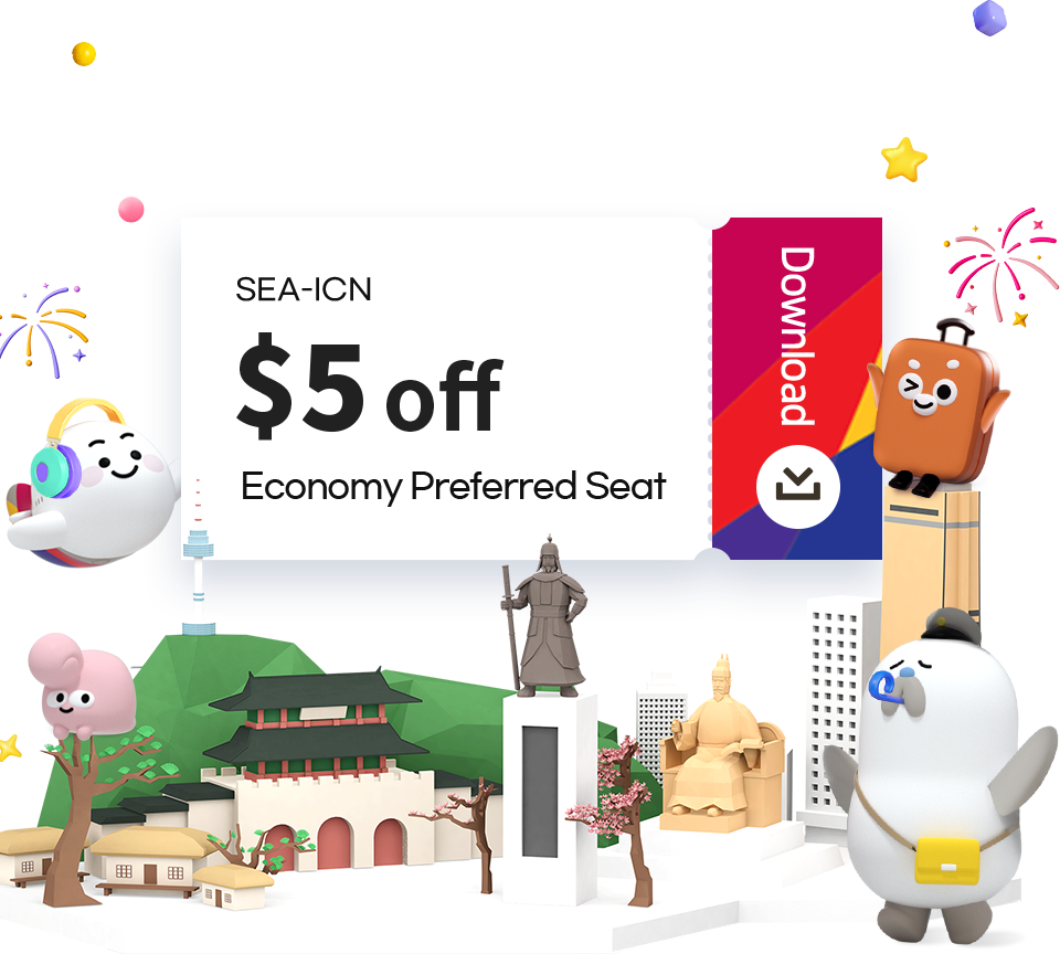 SEA-ICN $5 off Economy Preferred Seat Coupon Download