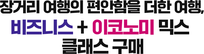 장거리 여행의 편안함을 더한 여행, 비즈니스 + 이코노미 믹스 클래스 구매